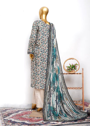 3 Piece Printed Stitched MultiColor Lawn Shirt with Trouser & Dupatta
