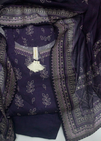3 Piece Printed Stitched Purple Color Lawn Shirt with Trouser & Dupatta