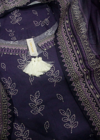 3 Piece Printed Stitched Purple Color Lawn Shirt with Trouser & Dupatta