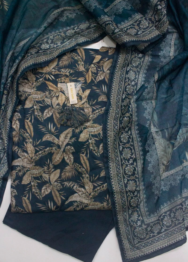 3 Piece Printed Stitched Teal Color Lawn Shirt with Trouser & Dupatta