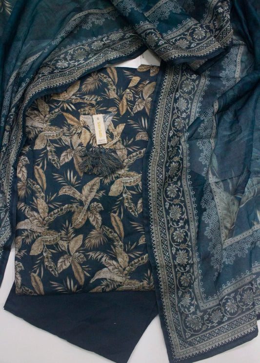 3 Piece Printed Stitched Teal Color Lawn Shirt with Trouser & Dupatta