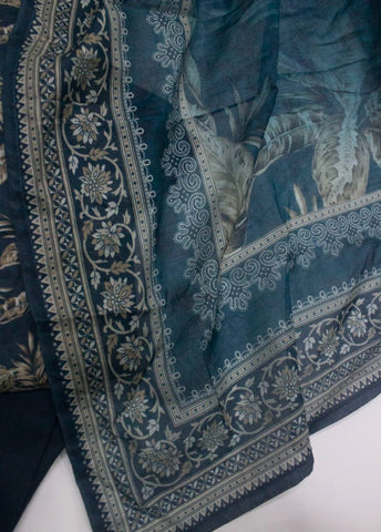 3 Piece Printed Stitched Teal Color Lawn Shirt with Trouser & Dupatta