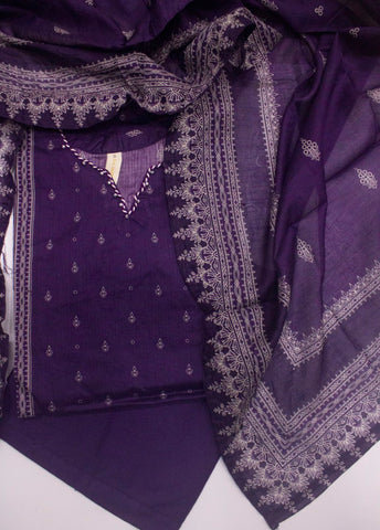 3 Piece Printed Stitched Purple Color Lawn Shirt with Trouser & Dupatta