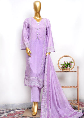 3 Piece Printed Stitched Lilac Color Lawn Shirt with Trouser & Dupatta
