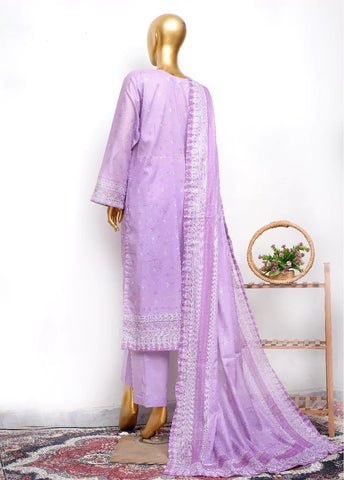 3 Piece Printed Stitched Lilac Color Lawn Shirt with Trouser & Dupatta