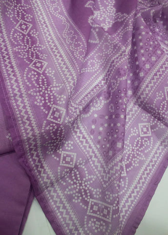 3 Piece Printed Stitched Lilac Color Cotton Shirt with Trouser & Dupatta
