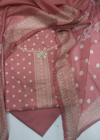 3 Piece Printed Stitched Peonny Peach Color Lawn Shirt with Trouser & Dupatta
