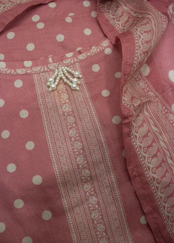 3 Piece Printed Stitched Peonny Peach Color Lawn Shirt with Trouser & Dupatta