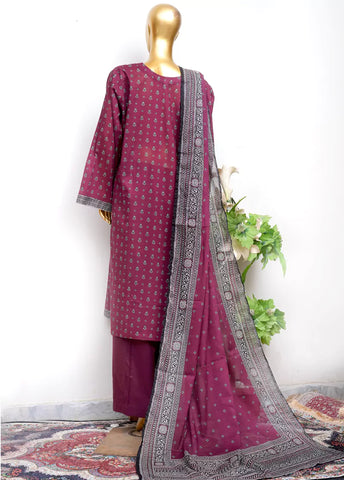 3 Piece Printed Stitched Hot Pink Color Lawn Shirt with Trouser & Dupatta