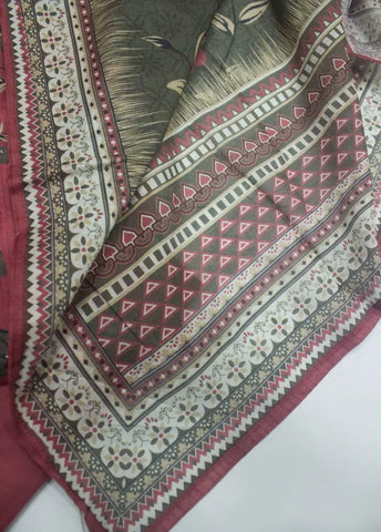 3 Piece Printed Stitched Punch Pink Color Cotton Shirt with Trouser & Dupatta