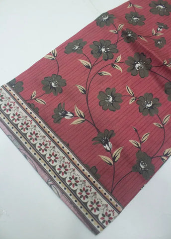3 Piece Printed Stitched Punch Pink Color Cotton Shirt with Trouser & Dupatta