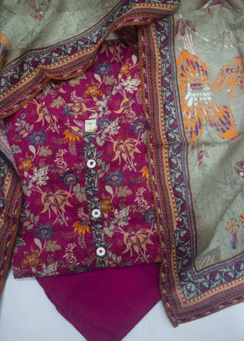 3 Piece Printed Stitched MultiColor Lawn Shirt with Trouser & Dupatta