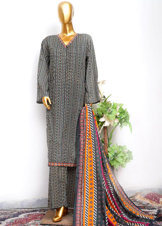 3 Piece Printed Stitched MultiColor Lawn Shirt with Trouser & Dupatta