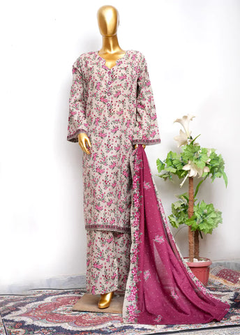 3 Piece Printed Stitched MultiColor Lawn Shirt with Trouser & Dupatta