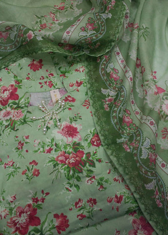 3 Piece Printed Stitched Mint Green Color Lawn Shirt with Trouser & Dupatta