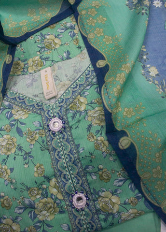3 Piece Printed Stitched Seafoam Green Color Lawn Shirt with Trouser & Dupatta