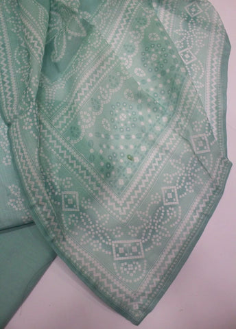 3 Piece Printed Stitched Mint Green Color Cotton Shirt with Trouser & Dupatta