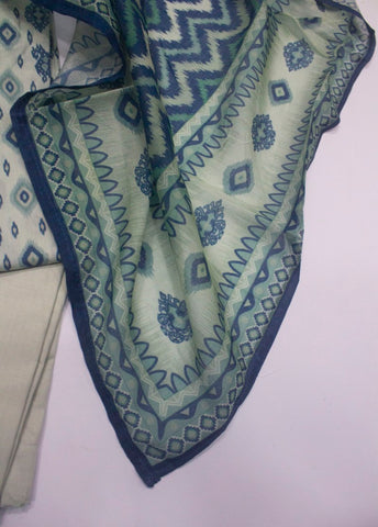 3 Piece Printed Stitched Off White Color Lawn Shirt with Trouser & Dupatta