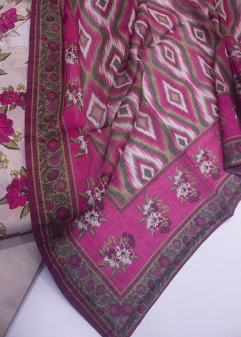 3 Piece Printed Stitched Pink Color Lawn Shirt with Trouser & Dupatta