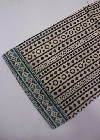 3 Piece Printed Stitched Off White Color Cotton Shirt with Trouser & Dupatta