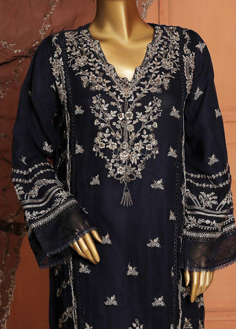 Bin Saeed Fabric - MBC-0012- 3 Piece Embroidered Chiffon Stitched Suit
