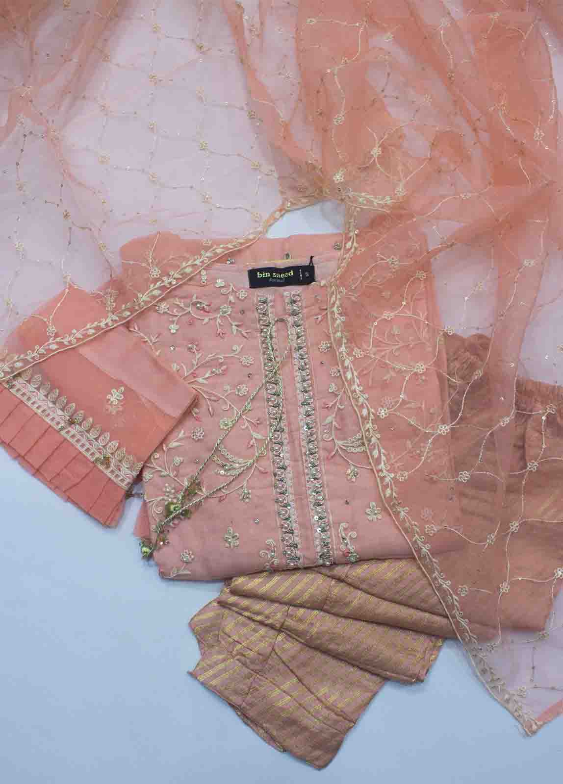 Bin Saeed Fabric - MS-D40 B- 2 Piece Embroidered Organza