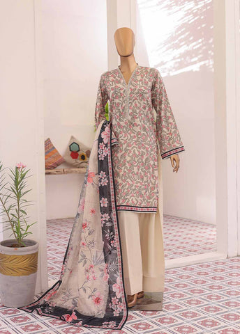 Bin Saeed Fabric - NSM-0016- 3 Piece Printed Farshi Shalwar Suit