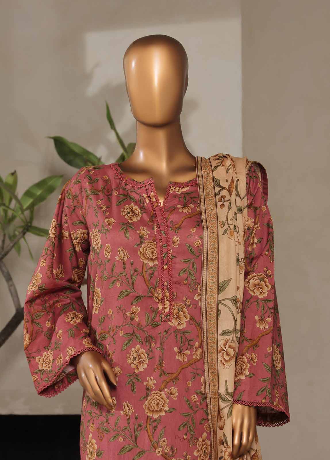 Bin Saeed Fabric - NSM-0021- 3 Piece Printed Stitched Suit