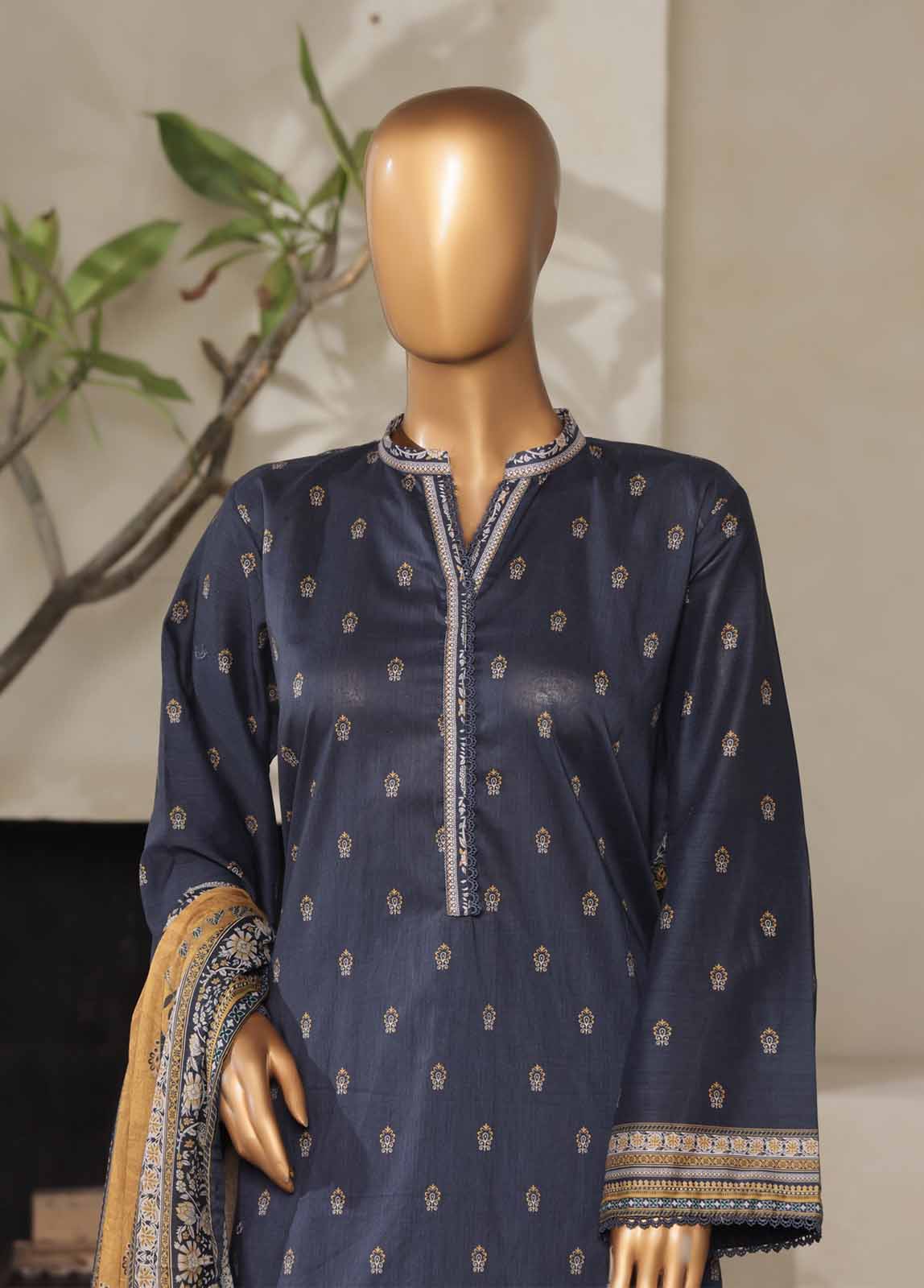 Bin Saeed Fabric - NSM-0035- 3 Piece Printed Stitched Suit