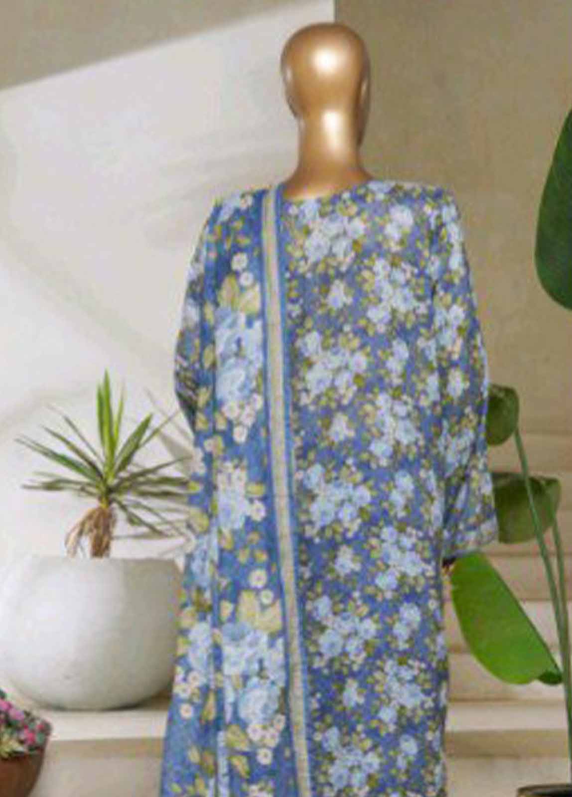 Bin Saeed Fabric - NSM-0046-PR R1-4- 3 Piece Printed Stitched Suit