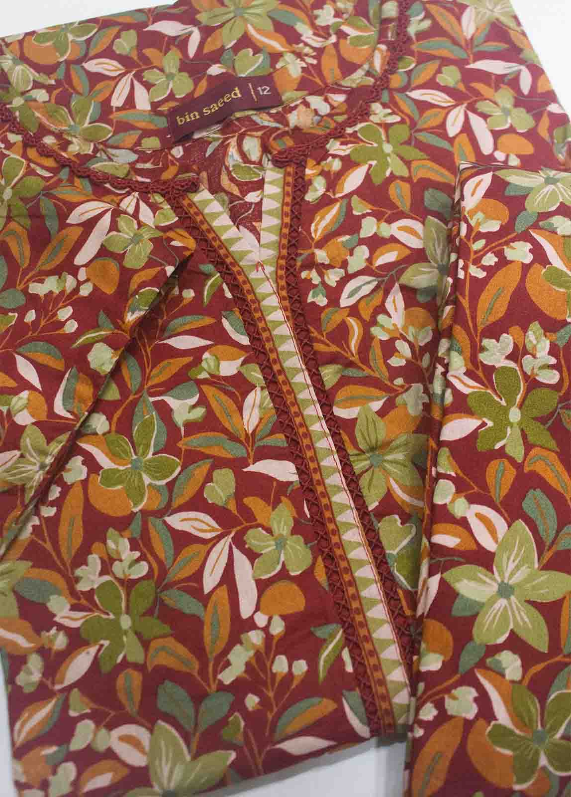 Bin Saeed Fabric - NSM-0088- 2 Piece Printed Cotton Stitched Co Ords