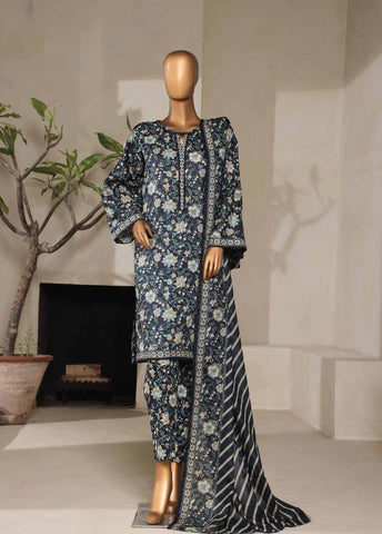 Bin Saeed Fabric - NSM-0091- 3 Piece Printed Stitched Suit