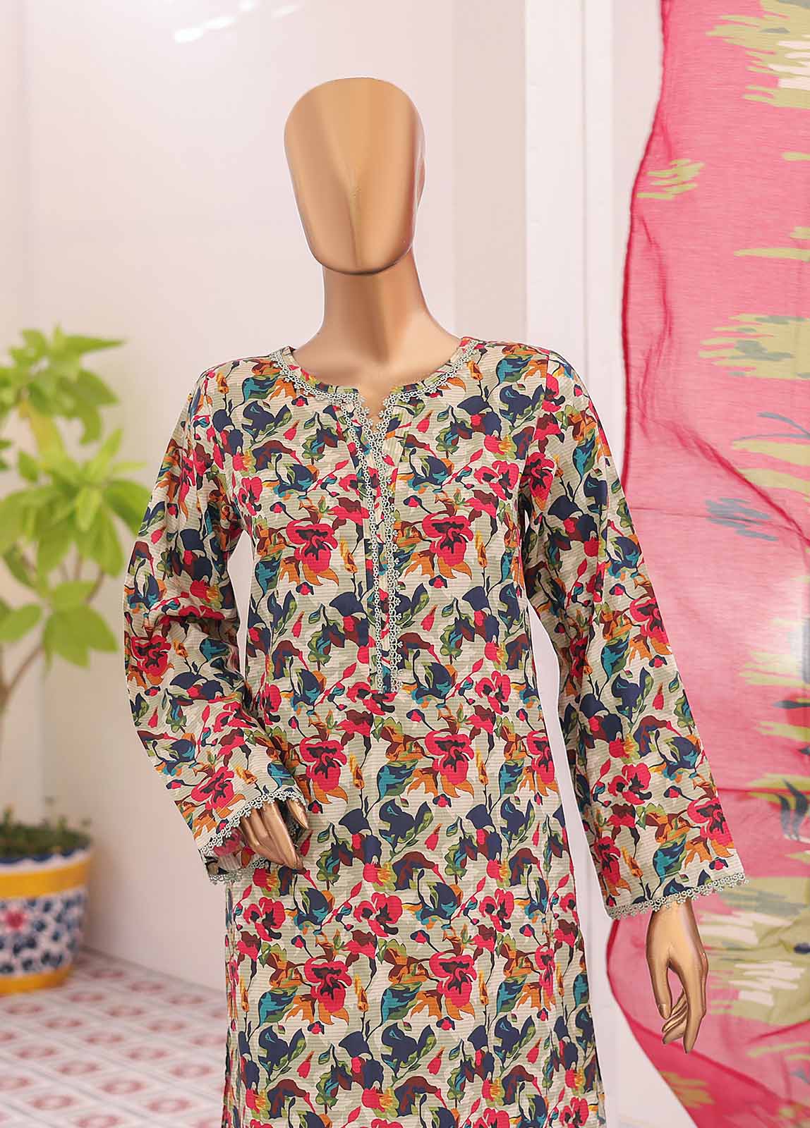 Bin Saeed Fabric - NSM-010- 3 Piece Printed Farshi Shalwar Suit