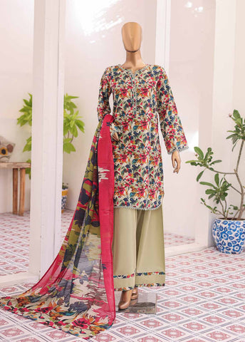 Bin Saeed Fabric - NSM-010- 3 Piece Printed Farshi Shalwar Suit
