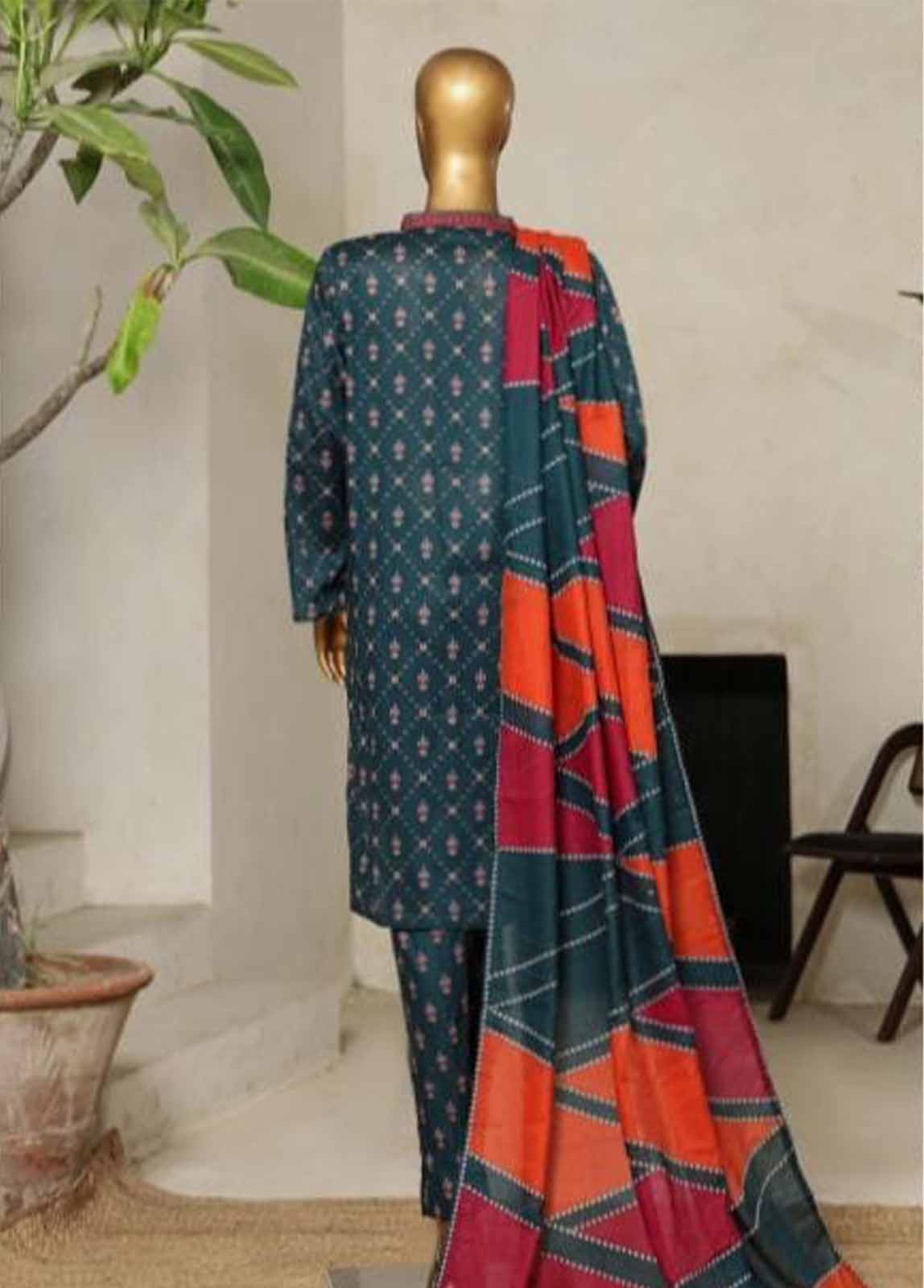 Bin Saeed Fabric - NSM-0102- 3 Piece Printed Stitched Suit