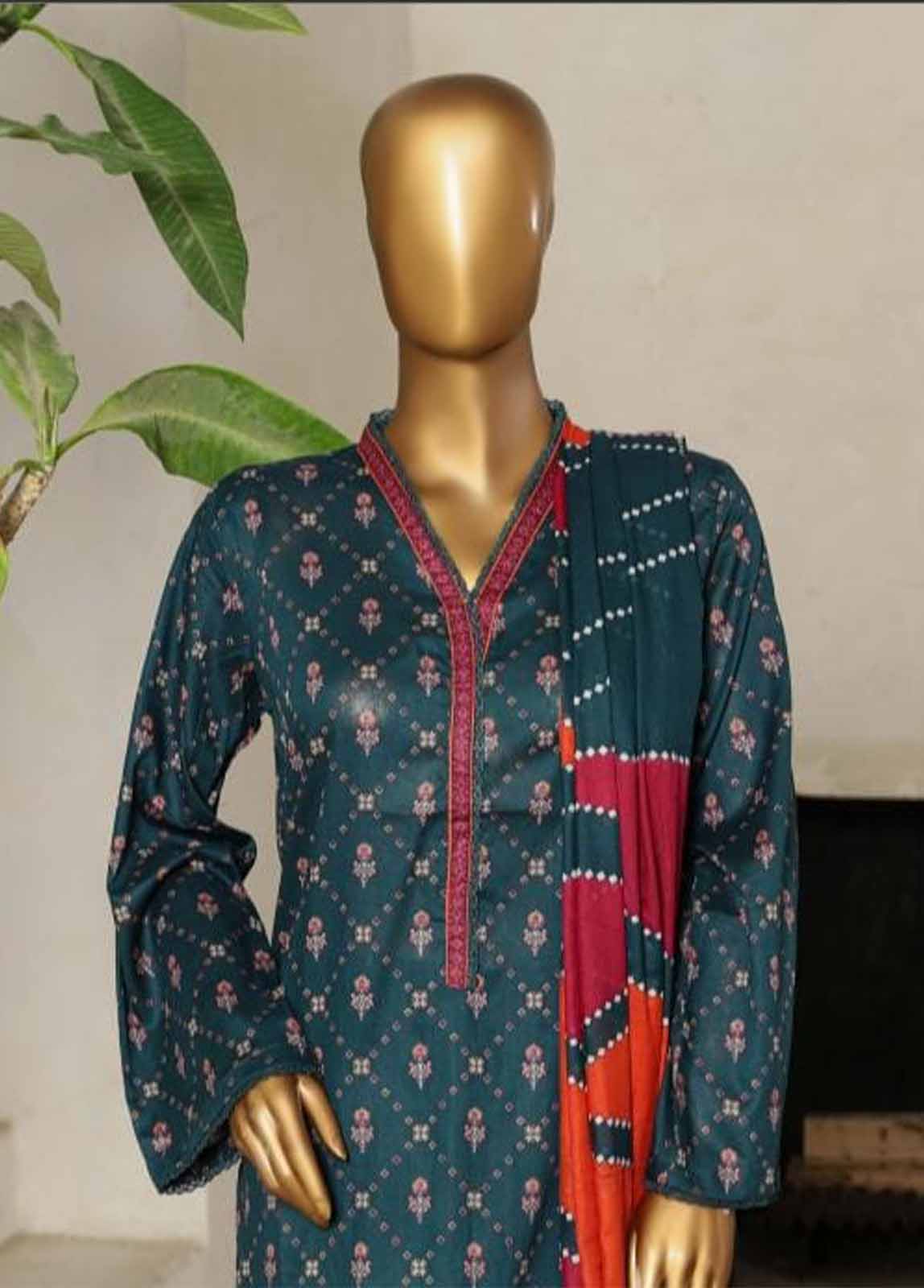 Bin Saeed Fabric - NSM-0102- 3 Piece Printed Stitched Suit