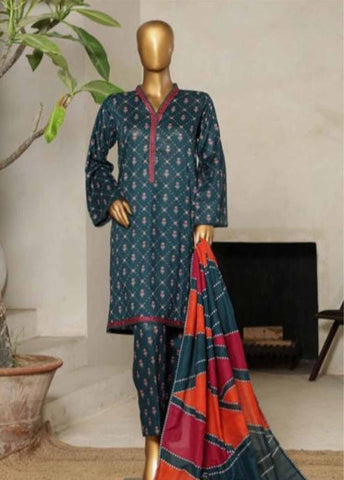 Bin Saeed Fabric - NSM-0102- 3 Piece Printed Stitched Suit