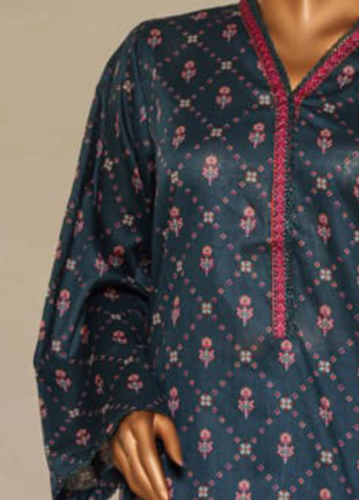 Bin Saeed Fabric - NSM-0102 F- 3 Piece Printed Farshi Shalwar Suit