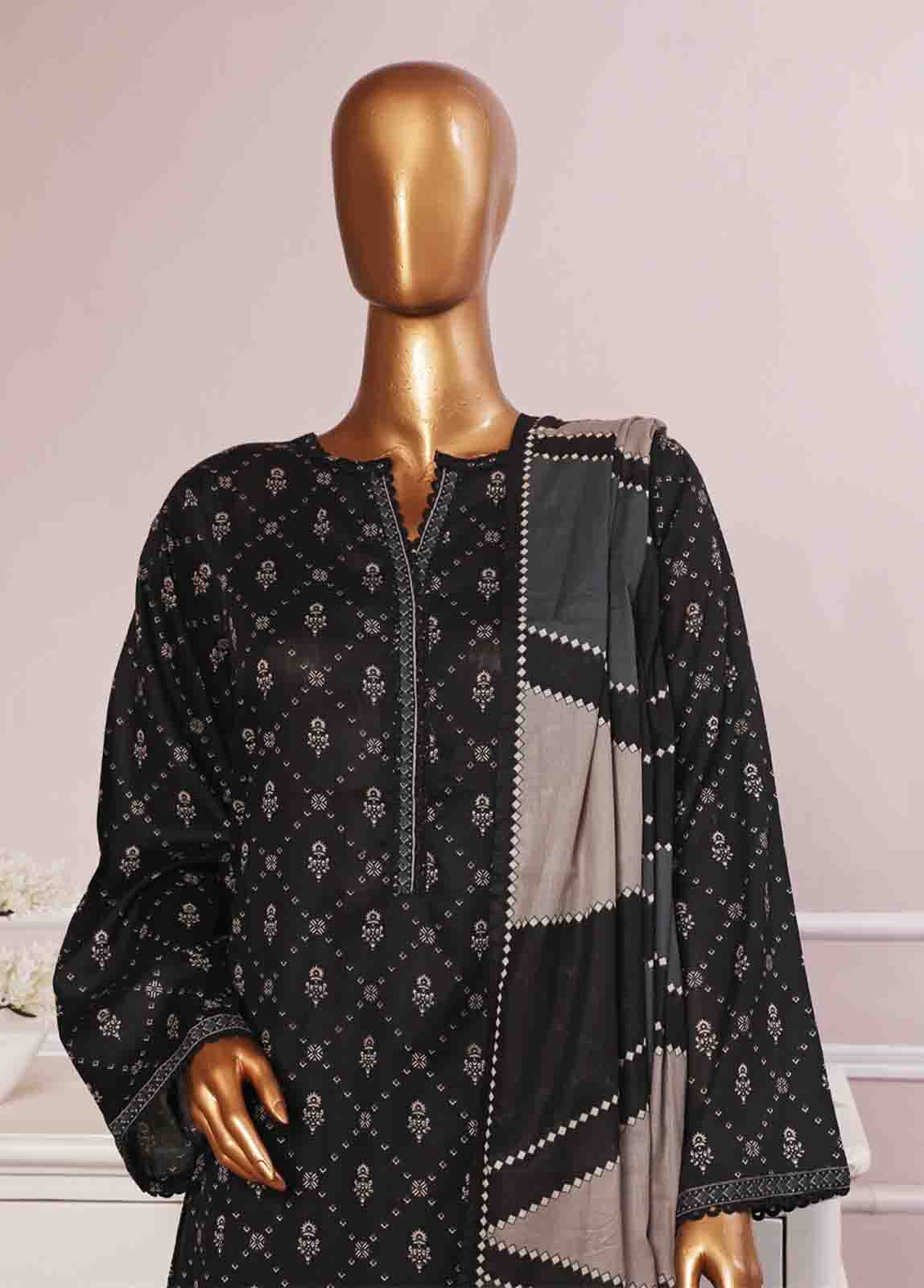 Bin Saeed Fabric - NSM-0103- 3 Piece Printed Farshi Shalwar Suit