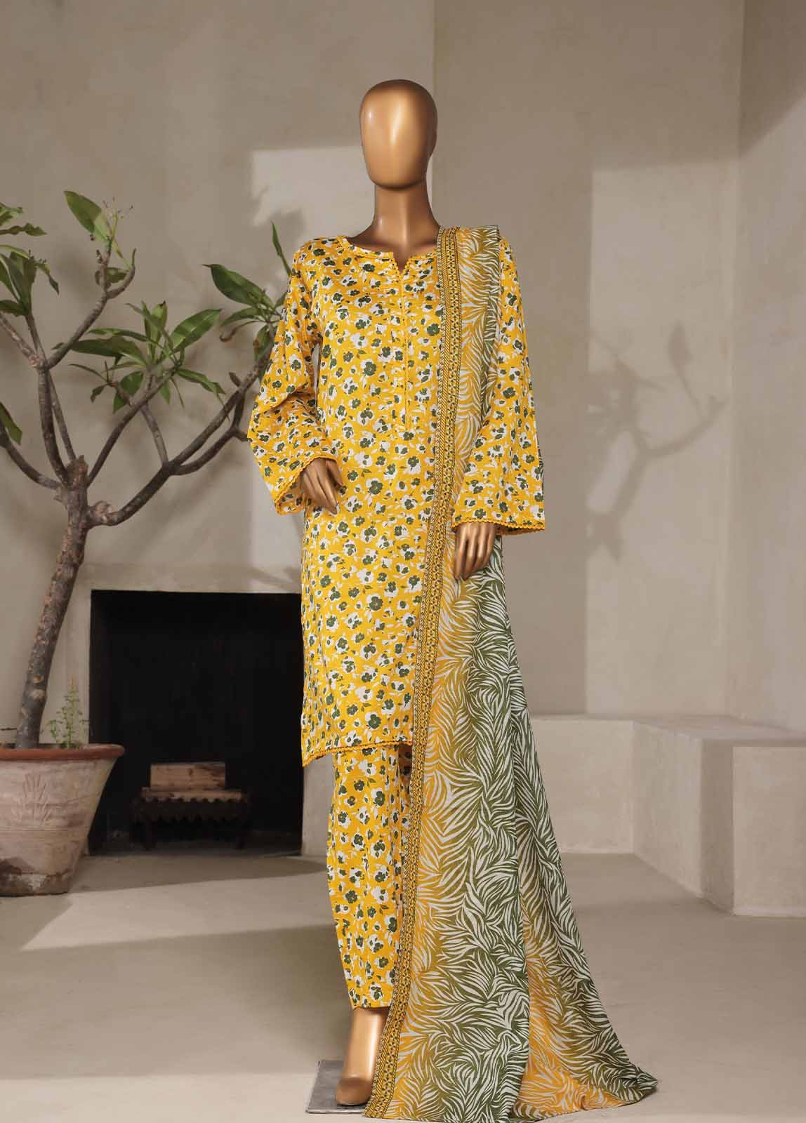 Bin Saeed Fabric - NSM-0119- 3 Piece Printed Stitched Suit