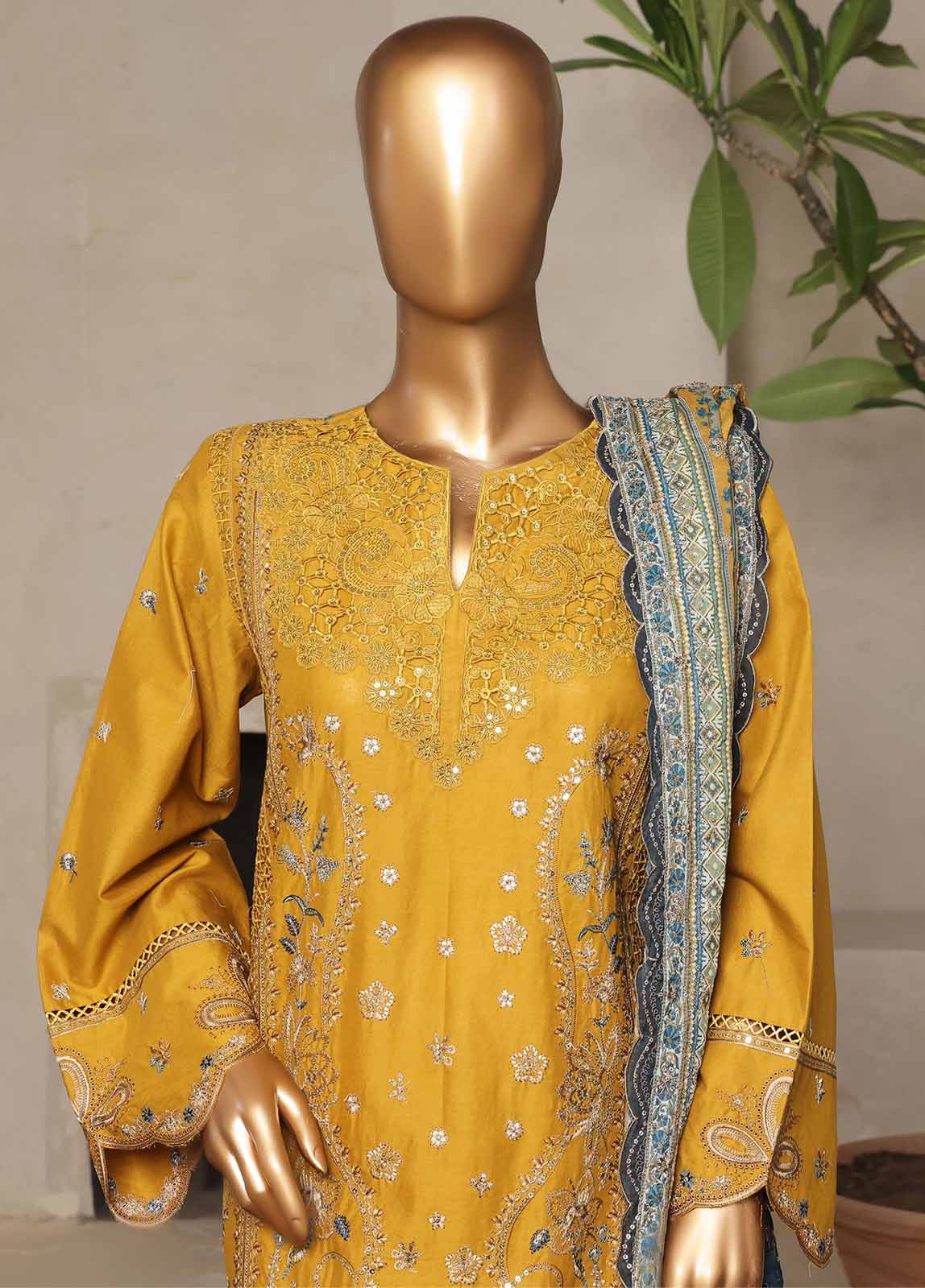 Bin Saeed Fabric - NSM-012-DEMB- 3 Piece Luxury Embroidered Stitched Suit