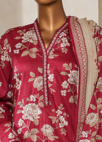 Bin Saeed Fabric - NSM-0122 F- 3 Piece Printed Farshi Shalwar Suit