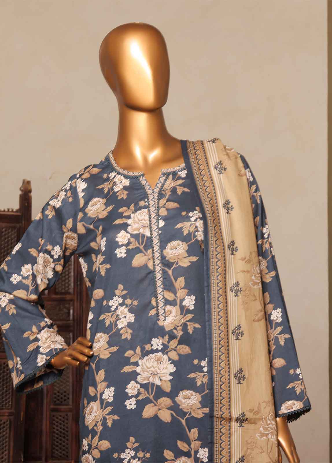 Bin Saeed Fabric - NSM-0123-PR-R2-5- 3 Piece Printed Stitched Suit