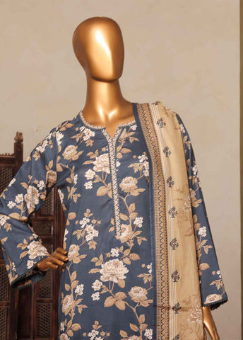 Bin Saeed Fabric - NSM-0123-PR-R2-5- 3 Piece Printed Stitched Suit
