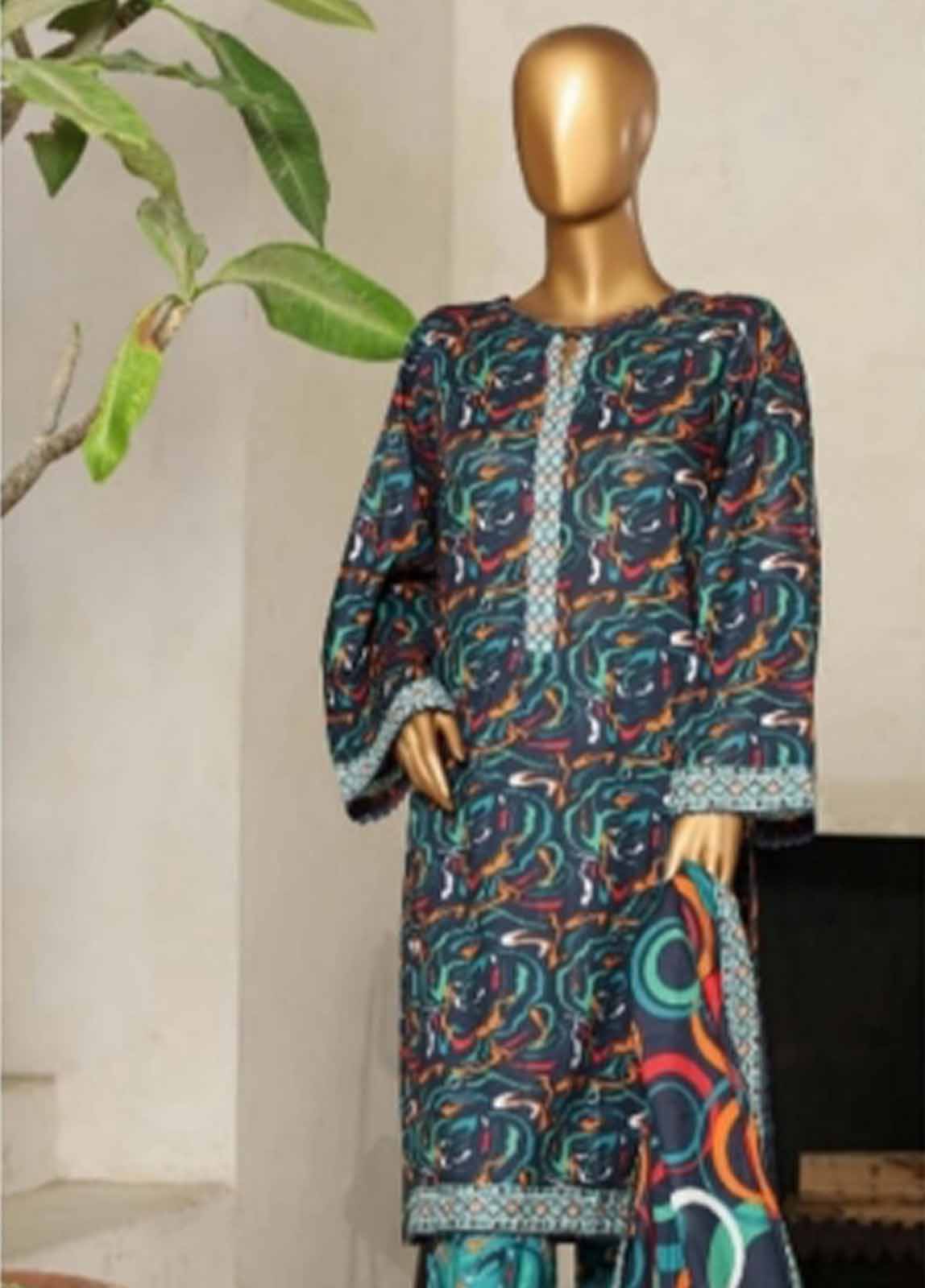 Bin Saeed Fabric - NSM-0126-PR- 3 Piece Printed Stitched Suit