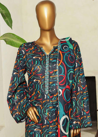 Bin Saeed Fabric - NSM-0126- 3 Piece Printed Stitched Suit farshi shalwar