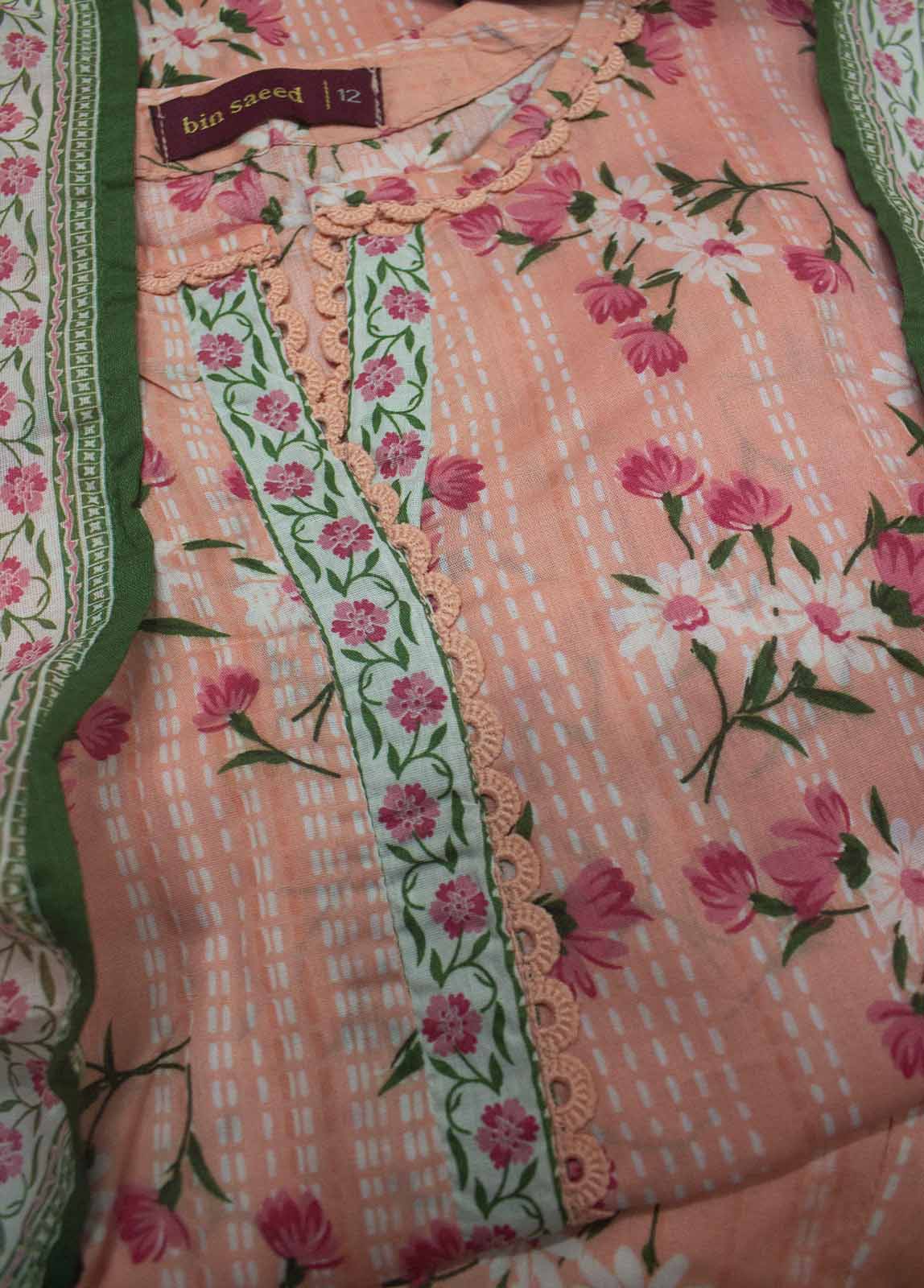 Bin Saeed Fabric - NSM-0129-PR- 3 Piece Printed Stitched Suit