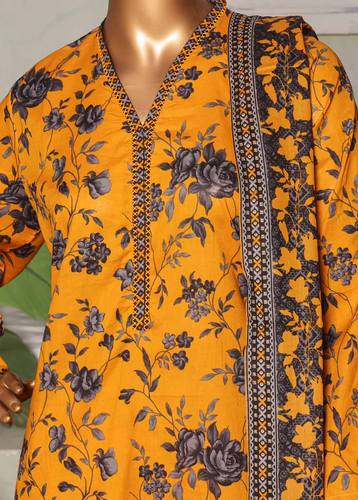 Bin Saeed Fabric - NSM-0132-PR R1-4- 3 Piece Printed Stitched Suit