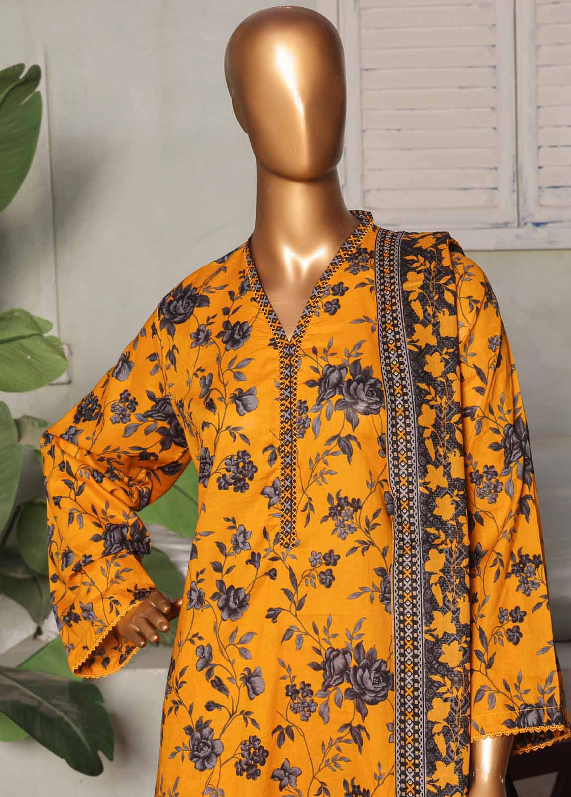 Bin Saeed Fabric - NSM-0132-PR R1-4- 3 Piece Printed Stitched Suit