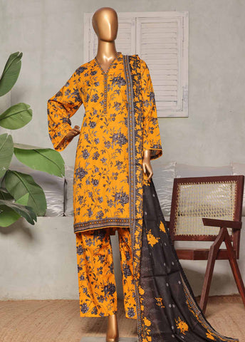 Bin Saeed Fabric - NSM-0132-PR R1-4- 3 Piece Printed Stitched Suit